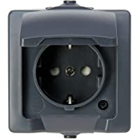 Kopp 107815006 Nautic 107815006-Enchufe con Tapa y protección contra el Contacto (Montaje en Superficie- para entornos…